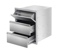 Garvee Tiroirs triple couche pour cuisine extensionérieure - Acier inoxydable 304, porte-essuie-tout, poignées rainurées, montage affleurant - Étanche, pour îlot BBQ ou terrasse - 15"L x 26"H x 20"P