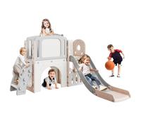 Garvee Toboggan pour Enfant 8 en 1, Structure d'escalade, Panier De Basket, Tunnel, Bascule, Télescope Et Espace De Rangement. Aire De Jeux Intérieure Et Extérieure pour Garçons Et Filles.