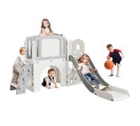 Garvee Toboggan pour Enfant 8 en 1, Structure d'escalade, Panier De Basket, Tunnel, Bascule, Télescope Et Espace De Rangement. Aire De Jeux Intérieure Et Extérieure pour Garçons Et Filles.
