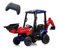 Garvee Tracteur ÉLectrique Enfant 12V 4-en-1 avec Pelle/Bulldozer/Toit Amovible - TéléCommande Parentale 2,4G, Klaxon Et Vitesse RéGlable (2-4 Km/h) - Jouet SéCurisé Dès 3 Ans