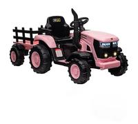 Garvee Tracteur électrique pour Enfants avec remorque Amovible, Voiture électrique pour Enfants de 3 à 6 Ans, 12 V à 6 pneus avec télécommande Musique, 3 Vitesses, phares LED, Corne, 138 x 53 x 54 cm