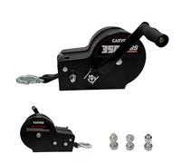 Garvee Treuil Manuel Robuste 3500lbs Pour Remorque Bateau - Sangle 10m, Double Rapport 4:1/8:1, Acier Galvanisé, Pour Remorque, Camion, ATV, Jet Ski - Poignée Standard, Noir