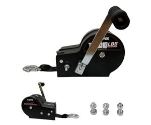 Garvee Treuil manuel robuste 3500lbs - Sangle 10m - Double rapport 4:1/8:1 - Manivelle portable - Pour remorquage bateaux, camions, RV, ATV, jet ski - Poignée rapide - Couleur: noir