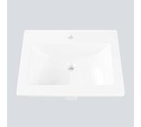Garvee Vasque salle de bain rectangulaire en céramique blanche - 21x18 pouces, semi-encastrée ou à poser - Avec trop-plein et trou distinctif pour robinet - Design moderne - cUPC - Idéale petits