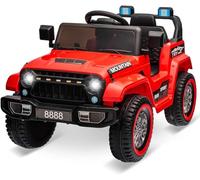 Garvee Voiture ÉLectrique 12V, TéléCommande Parentale 2,4G, Lecteur De Musique, Suspension à 4 Roues,LumièRes LED, Jouet SéCurisé Dès 3 Ans, Cadeau Noël/Anniversaire(Rouge)