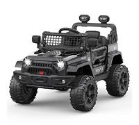 Garvee Voiture électrique Enfant, 12V Voiture électrique Enfants avec Suspension à Ressort, lumières LED, Bluetooth, 2 Vitesses pour de 3 à 8 Ans