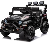 Garvee Voiture Électrique Enfants 12 V avec Télécommande, 3 Vitesses, Lumières LED, Musique, Klaxon, Suspension À Ressorts, Cadeau pour Enfants 3+ (Noir)