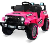 Garvee Voiture Electrique12 V pour Enfants avec Télécommande 2,4 G, Bluetooth, Musique, Klaxon et LED Phares pour Enfants 3-6 Ans, Cadeau Noël/Anniversaire(Rose)