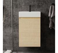 Garvee Wall-Mounted Bathroom Vanity with Ceramic Sink, 40cm, Oak Finish
