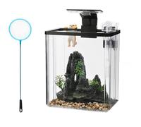 GarveeHome Aquarium intelligent pour aquarium, kit de démarrage intelligent avec filtre à lumière LED, pompe à eau silencieuse, système autonettoyant, verre haute transparence pour décorer les plantes
