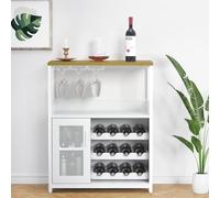 GarveeHome Armoire à vin industrielle 70 x 35 x 92 cm, casier à vin réglable avec support en verre, armoire à vin pour cuisine, salle à manger, salon, café bar - E