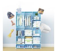 GarveeHome Armoire modulable Enfant - Rangement Vertical en Plastique Robuste avec Portes - Montage Facile, Design décoratif, Gain de Place -Prose - Variante: Pink 8-1, Light Blue