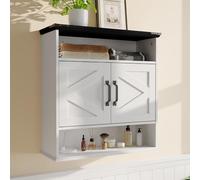 GarveeHome Armoire Peinture muralee de Salle de Bain Blanche Style Ferme - Étagère réglable - Installation au-Dessus des Toilettes ou en Cuisine