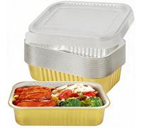 GarveeHome Barquettes Alu Rectangulaires avec Couvercles - 20 pièces de 1000 ML - Idéales pour Cuisson, Réchauffage, Conservation et Préparation - Lot de 20
