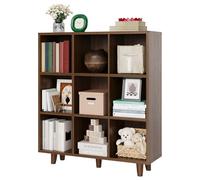 GarveeHome Bibliothèque Cube 9 Cases - Étagère Ouverte rétro - Rangement et Exposition pour Livres, vinyles, décoration - Salon, Bureau ou Chambre - Finition Bois rougeur séquoia