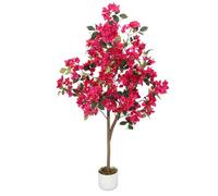 GarveeHome Bougainvillier Artificiel 100 cm/120 cm/150 cm avec Tronc Naturel - Fleurs triplées Roses, Plante Artificielle réaliste en Pot pour Jardin, Balcon et Appartement