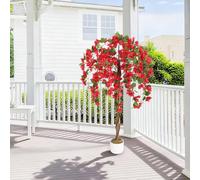 GarveeHome Bougainvillier Artificiel 90 cm/120 cm/150 cm avec Tronc Naturel - Fleurs triplées Roses, Plante Artificielle réaliste en Pot pour Jardin, Balcon et Appartement
