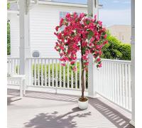 GarveeHome Bougainvillier Artificiel 90 cm/120 cm/150 cm avec Tronc Naturel - Fleurs triplées Roses, Plante Artificielle réaliste en Pot pour Jardin, Balcon et Appartement