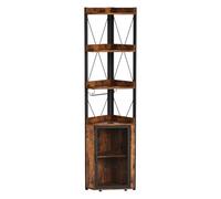 GarveeHome Buffet Bar d’Angle Industriel 5 Niveaux - Porte-Verres intégré, étagères réglables, Porte en Maille - Rangement pour vins et alcools
