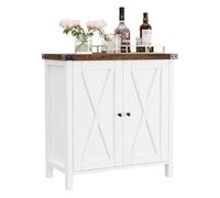 GarveeHome Buffet d'entrée Style Ferme avec Portes et étagères - Console Polyvalente à Grand capacité pour Salon, Salle à Manger ou Cuisine - Plateau Marron, Armoire Blanche