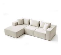 GarveeHome Canapé d'angle Convertible et Modulaire 268 x 175 x 62 cm, Canapé Compressé sans Structure et sans Montage, Canapé-Lit Forme de Nuage avec Méridienne à Gauche, Salon Chambre Séjour, Beige