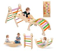 GarveeHome Chaise Pliante d'SUV de élégant méthode éducative en Bois pour Enfants - Triangle, Arche, Toboggan 3-en-1 - Mobilier de Salle de Jeux Robuste - Usage intérieur/extensionérieur