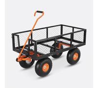 GarveeHome Chariot de Jardin en Acier renforcé 500 lbs - Bac à Treillis métallique, Roues Tout-Terrain - Chariot de Transport Polyvalent pour Jardin, Ferme et Garage