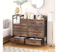 GarveeHome Commode 9 Tiroirs en Tissu Respirant - Organisation Modulable pour Studio, Charge 15kg/Tiroir, Style Rétro (Chêne Clair) - pour Chambre/Salon 30T x 99B x 86H cm