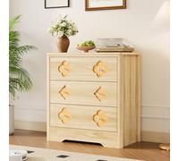 GarveeHome Commode Haute Moderne avec Grand capacité - Armoire 3 tiroirs décorative en Bois - Idéale pour Salon, Dressing ou entrée