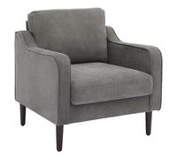 GarveeHome Confort Moderne pour Votre Salon - Lot de 2 fauteuils d’appoint Mid-Century en Tissu Lin Gris, accoudoirs ergonomiques, Coussin Dossier, Pieds en Bois Massif - Gray