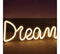 GarveeHome Dream Neon Lumière néon LED en forme de rêve - Panneau lumineux LED alimenté par USB - Veilleuse néon - Décoration pour mariage, anniversaire, décoration murale, bar, fête - Blanc chaud