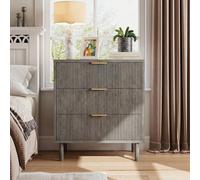 GarveeHome Énorme capacité de Rangement - Commode d'entrée à 3 tiroirs rainurés, Style Moderne en Bois Robuste, Pieds et poignées en métal, sécurité Anti-basculement