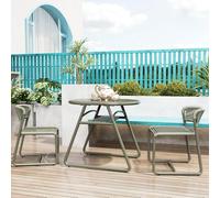 GarveeHome Ensemble bistrot résistant et ergonomique pour jardin - Table et chaises modernes en fer - Facile à nettoyer, compact, idéal pour terrasse, patio ou balcon