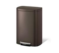 GarveeHome Ensemble poubelle métallique 50L : poubelle de cuisine 10L en acier inoxydable avec couvercle, pédale, bac intérieur, poignée arrière, blanc (brun, 50L)