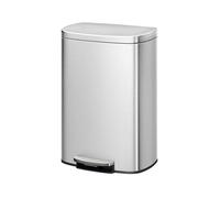 GarveeHome Ensemble poubelle métallique 50L : poubelle de cuisine 10L en acier inoxydable avec couvercle, pédale, bac intérieur, poignée arrière, blanc (couleur acier inoxydable, 50L)