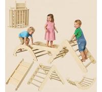 GarveeHome Ensemble Triangulaire 7 en 1, Jeux d'escalade Pliables pour Enfant, Ensemble d'escalade en Bois avec Arche, Rampe Et échelle, Baby Climber, Jungle Gyms d'Intérieur pour Tout-Petits