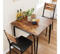 GarveeHome Ensemble Vintage Table à Manger 2 Personnes - Set Carré Compact avec 2 Chaises pour Cuisine/Petit Salon - Idéal Appartement & Petits Espaces