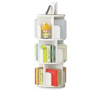 GarveeHome Étagère à Livres rotative 3 Niveaux en Bois - Bibliothèque d’Angle pivotante 360° - Rangement Gain de Place pour Bureau, Chambre ou Salon - Montage Facile - Blanc