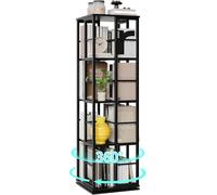 GarveeHome Étagère pivotante à 5 étages avec Rotation à 360° | Tour de Livres étroite avec Rails en métal pour Salon, Bureau et Appartement (40 x 40 x 137 cm)