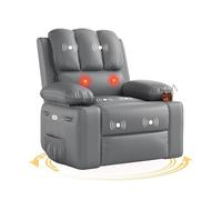 GarveeHome Fauteuil de massage électrique inclinable pivotant à 360° avec zéro gravité et thérapie par la chaleur 3D - Canapé paresseux en cuir synthétique rembourré avec chargeur USB pour le salon et