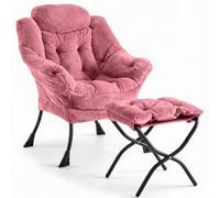 GarveeHome Fauteuil Lounge Confortable avec Repose-Pieds Pliable - Dossier Ergonomique, accoudoirs, Assise rembourrée et Poche latérale Pratique - Idéal Salon, Chambre ou Bureau - Design Moderne -