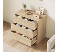 GarveeHome Grand capacité, stabilité renforcée - Commode Moderne 3 tiroirs en Noyer - Table de Chevet pour Chambre, Salle à Manger