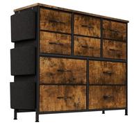 GarveeHome Important capacité de Rangement - Commode d'entrée à 10 tiroirs en Tissu, Structure métal et Plateau Bois, Poches latérales et Crochets, Montage Facile