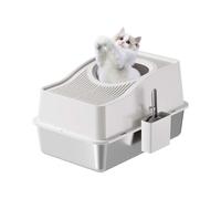 GarveeHome Litière en Acier Inoxydable avec Couvercle, bac à litière fermé avec Tapis de litière pour Chat et Pelle, bac à litière Extra Large pour Chat, Facile à Nettoyer, Amovible