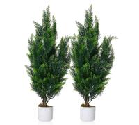 GarveeHome Lot de 2 cèdres de buis artificiels de 90 cm en Pot avec Feuilles et Troncs réalistes, buissons de cyprès artificiels réalistes pour entrée, Bureau