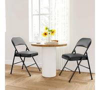 GarveeHome Lot de 2 chaises pliantes avec coussins rembourrés, chaises pliantes rembourrées pouvant supporter jusqu'à 158,8 kg, chaises pliantes portables noires adaptées pour salle à manger, bureau à