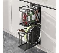 GarveeHome Lot de 2 systèmes de tiroirs coulissants en métal - Pour cuisine et salle de bain - Grille de rangement - Noir