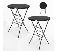 GarveeHome Lot de 2 tables hautes pliantes - Hauteur : 110 cm - Diamètre : 80 cm - Table d'appoint pliante - Table de bar - Table de cocktail - Table de fête ronde - Table haute de jardin