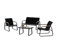 GarveeHome Lot de 4 Meubles de Jardin de Balcon en textilène avec Table, canapé et 2 chaises en Acier pour Jardin, Balcon, extérieur