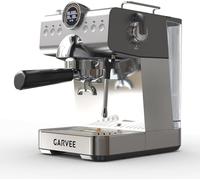 GarveeHome Machine à café expresso 20 Bars avec Broyeur,Cafetière expresso Semi-automatic en Inox avec Mousseur à Lait,température réglables,Deux Filtres,1.5L Réservoir amovible pour Cuisine,Bureau